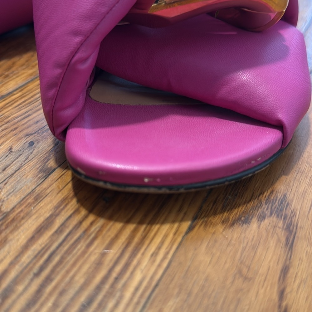 JW ANDERSON Chain flat sandals Hot Pink Knotted Slide Sandals with Gold Sz 6.5 - Picture 8 of 15